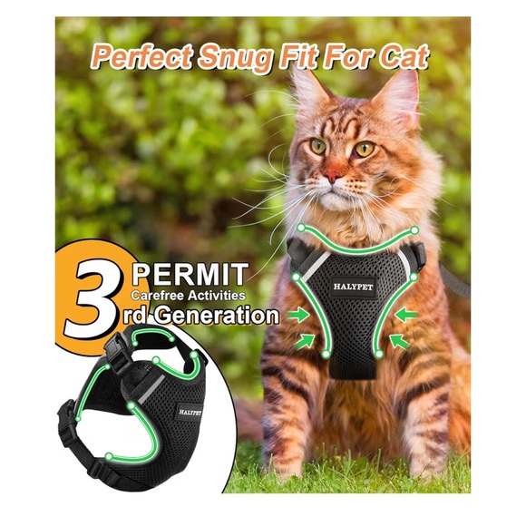 Halypet Cat Harness and Leash Set [ MAX Safety 3rd Gen ] - Picture 7 of 11